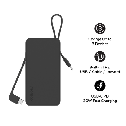 1-Power Vital+ Power Bank 10000mAh With 2 Built-In USB-C Cables