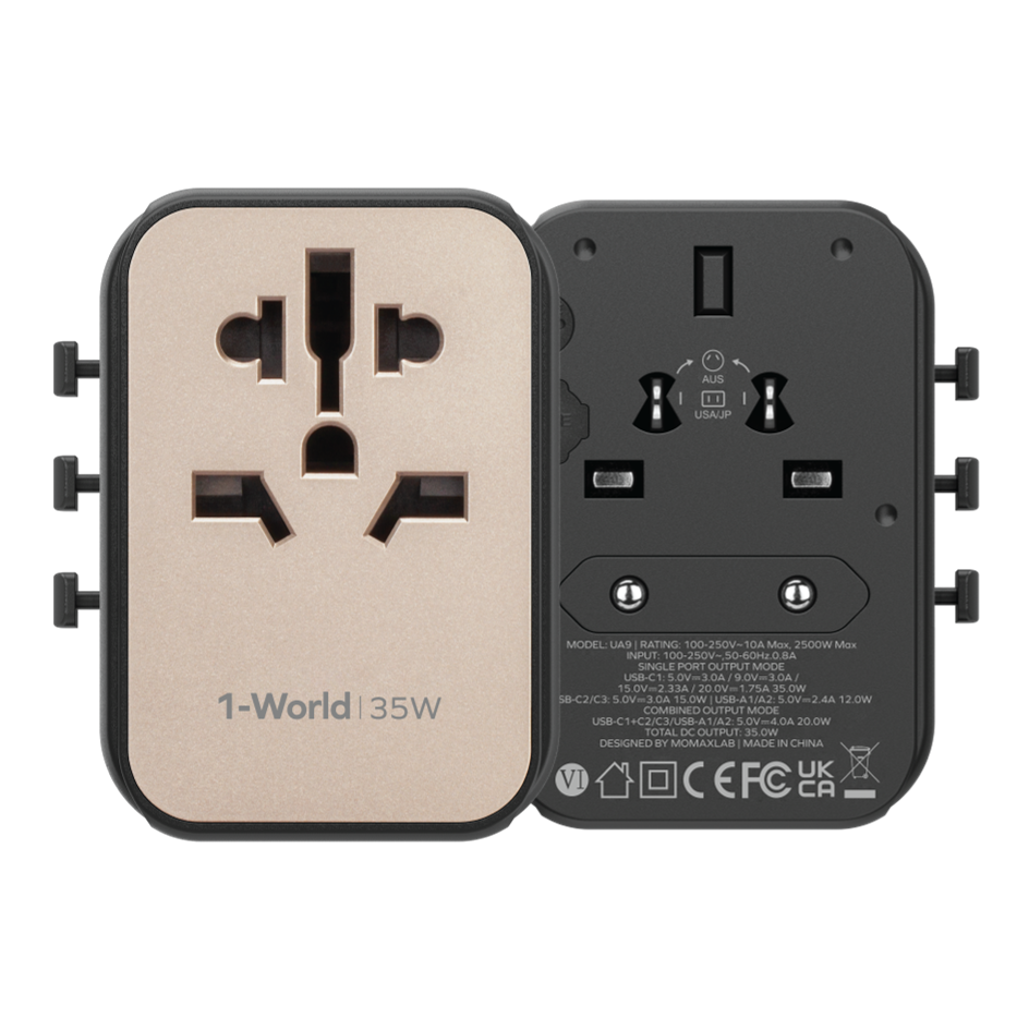 1-World 5-Port Travel Charger 35W