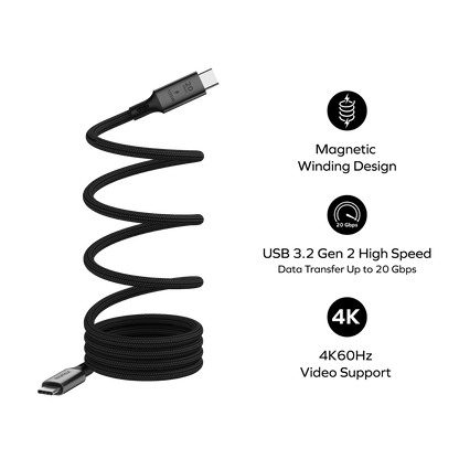 Mag.Link Magnetic USB-C to USB-C Cable 100W USB 3.2 Gen 2x2 1M