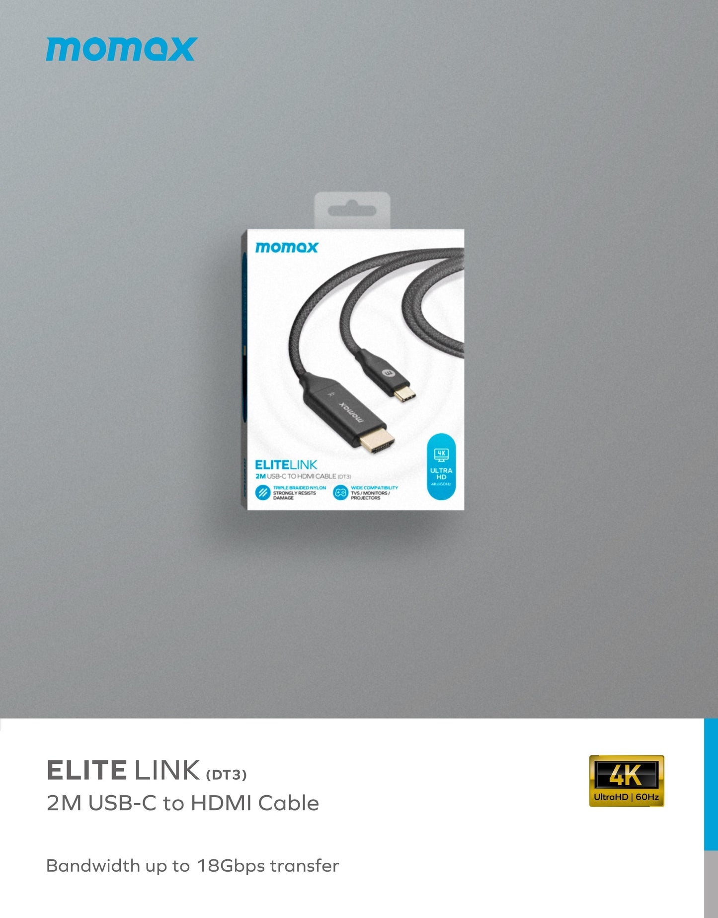 EliteLink USB-C to HDMI Braided Cable 2m