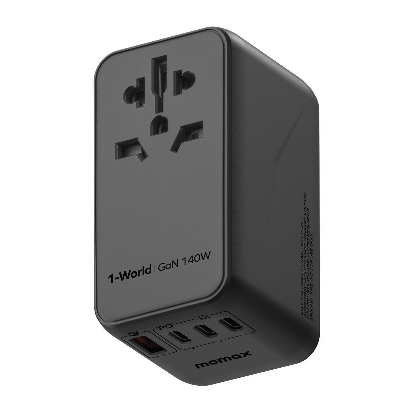 1-World Universal 4-Port Travel GaN Charger 140W + USB-C Cable