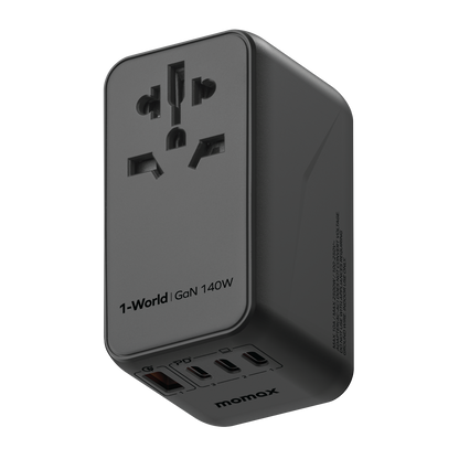 1-World Universal 4-Port Travel GaN Charger 140W + USB-C Cable