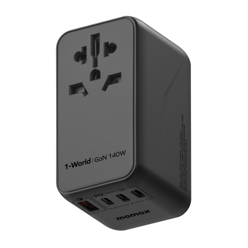 1-World Universal 4-Port Travel GaN Charger 140W + USB-C Cable