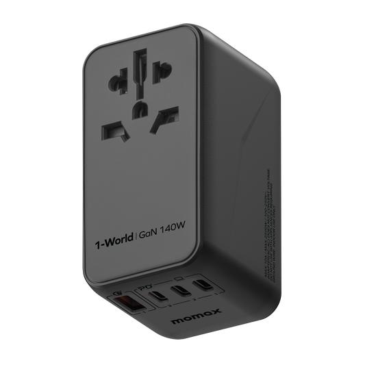 1-World Universal 4-Port Travel GaN Charger 140W + USB-C Cable