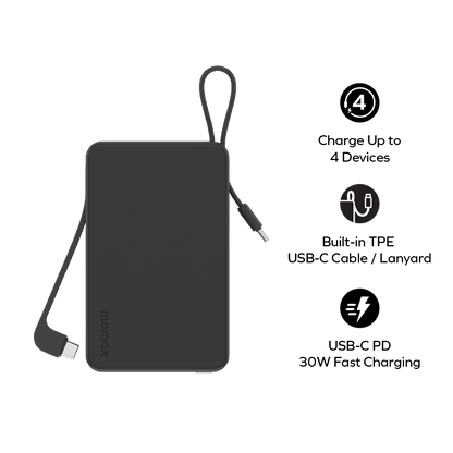 1-Power Vital+ Power Bank 20000mAh With 2 Built-In USB-C Cables